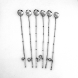 .Japanese Iced Tea Spoons Set Floral Bowls Charms 950 Sterling Silver