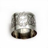 .French Engraved Scroll Foliate Napkin Ring Sterling Silver 1900