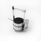 .Japanese Bucket Form Open Salt Shaker Set 950 Sterling Silver
