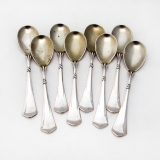 .German Sorbet Spoons Set Gilt Bowls 800 Silver 1900 Mono