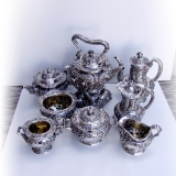 .Tiffany Co Violet Repousse 8 Piece Tea Coffee Set Sterling Silver 1895