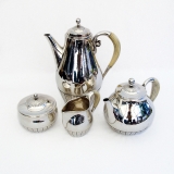 .Georg Jensen Cosmos 4 Piece Tea Coffee Set Sterling Silver 1930 Denmark