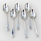 .Victorian 6 Demitasse Spoons Set Sterling Silver 1893 London Mono