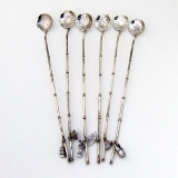 .Japanese Figural Iced Tea Sipper Spoons Set Sterling Silver