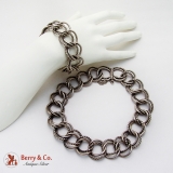 .La Azteca Large Link Chain Chocker Bracelet Set Sterling Silver
