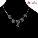 .Spiral Link Chain Necklace Sterling Silver Mexico