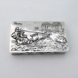 .Sleigh Ride Figural Snuff Box Gilt Interior Dutch 833 Silver 1890s