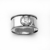 .George VI Medallion Napkin Ring John Rose Sterling Silver 1936