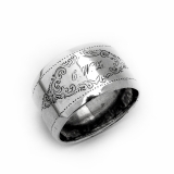 .Dutch Large Engraved Souvenir Napkin Ring 835 Silver Mono