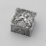 .Repousse Cherub Small Box Gilt Interior Hanau Neresheimer Silver 1890s