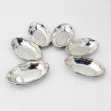 .German Oval Nut Cups Set Faceted Border Lutz Weiss 835 Silver