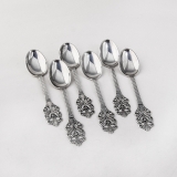 .Viking Rose Demitasse Spoons Set TH Marthinsen Sterling Silver