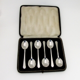 .English Demitasse Spoons Set Josiah Williams Sterling Silver 1935