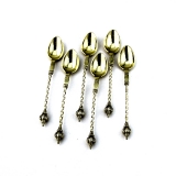 .Swedish Gilt Silver Coffee Spoons Set Twist Handle Figural Finial 1866
