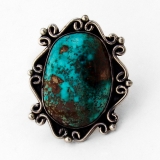 .Manassa Turquoise Large Oval Ring Sterling Silver Larry Martinez