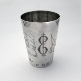 .German Beaker Engraved Signatures Monogram Bohm 800 Silver