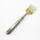 .Russian Ornate Serving Fork Gilt Tines 84 Standard Silver 1882