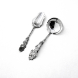 .Dutch Engraved Tea Caddy Spoon Cream Ladle Set 833 Silver 1846