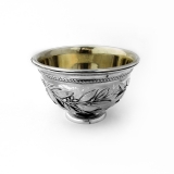 .French Laurel Footed Bowl Gilt Liner Odiot 950 Sterling Silver 1860s Mono