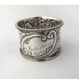 .English Floral Foliate Napkin Ring Francis Webb Sterling Silver 1898