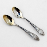 .Danish Engraved Individual Salt Spoons Pair 830 Standard Silver 1924