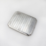 .Chinese Hammered Striped Cigarette Case Tuck Chang Export Silver Mono