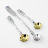 .Coin Silver Mustard Ladle Salt Spoons Set Sterling Silver 1880 Mono