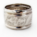 .Dutch Bright Cut Engraved Napkin Ring 835 Standard Silver 1917 Mono