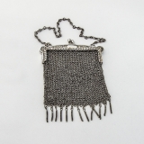.Chinese Export Silver Floral Mesh Chain Purse Leeching 1855
