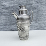 .Chinese Export Silver Scenic Cocktail Shaker Wang Hing 1900