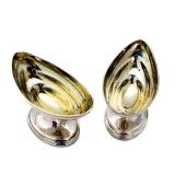 .English Footed Oval Open Salts Pair Bateman Sterling Silver 1797