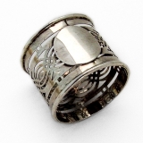 .English Cutwork Napkin Ring Blank Medallion Sterling Silver 1926
