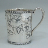 .Coin Silver Cup Repousse Grapevines 1855 Fessenden