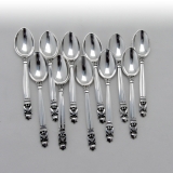 .Acorn 11 Demitasse Spoons Set Georg Jensen Wendel Sterling Silver Denmark