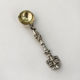 .Victorian Master Salt Spoon Palm Flutist Handle Sterling Silver 1874
