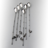 .Japanese Iced Tea Sipper Spoons Set Figural Charms Sterling Silver 1960