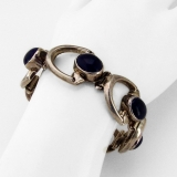 .Dyed Lapis Lazuli Link Bracelet Sterling Silver Mexico