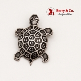 .Figural Turtle Brooch Pendant Sterling Silver Mexico