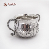 .English Ornate Two Handled Cup Coin Inset Harry Brasted Sterling Silver 1902