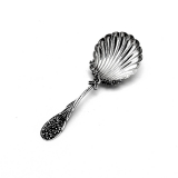 .Italian Floral Tea Caddy Spoon Shell Bowl Sterling Silver 1970