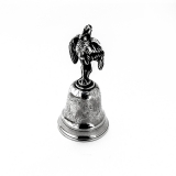 .French Engraved Table Bell Crane Bird Handle 950 Sterling Silver 1870s