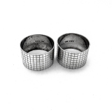 .English Art Deco Engraved Napkin Rings Pair Rose Son Sterling Silver 1948