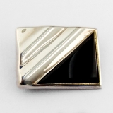 .Onyx Inlay Rectangle Brooch Pendant Sterling Silver Mexico
