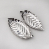 .Leaf Form Dishes Pair Chinese Export Silver