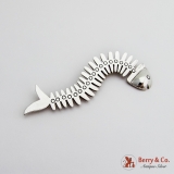 .Long Stylized Fishbone Brooch Sterling Silver Mexico