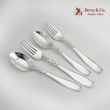 .Danish Art Deco Dinner Forks Dessert Spoons Set 830 Silver 1935 Mono