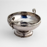 .French Footed Bowl Rams Head Handles 800 Silver 1840 Mono