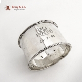 .Danish Large Beaded Napkin Ring 830 Standard Silver 1887 Mono PM