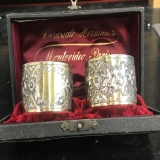 .German 800 Silver Gilt Pair Repousse Napkin Rings 1890