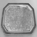.Ten Broeck Family Salver Ornate Coin Silver 1847